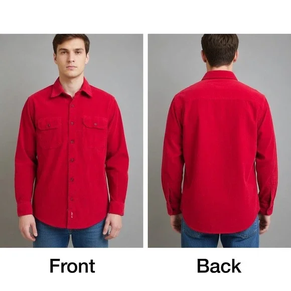 Levis Mens Medium Red Cotton Flannel Button Up Shirt Long Sleeve Workwear M - Picture 3 of 16